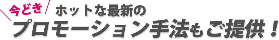 ホットな最新の今どきプロモーション手法もご提供！